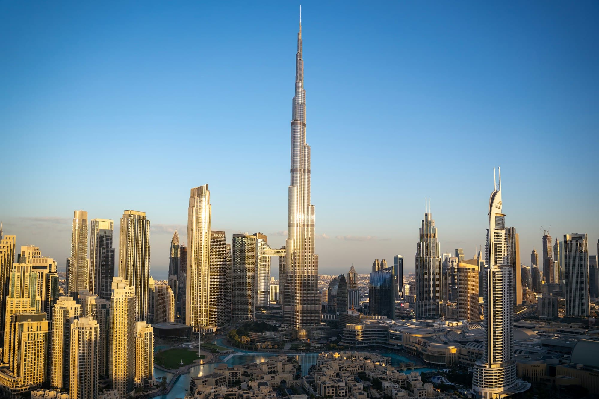 Downtown Dubai and the Burj Khalifa seen from above
